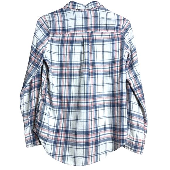 HOLLISTER Boyfriend Fit Flannel Button Down Shirt. Blue & Pink. Size XS - Picture 5 of 5